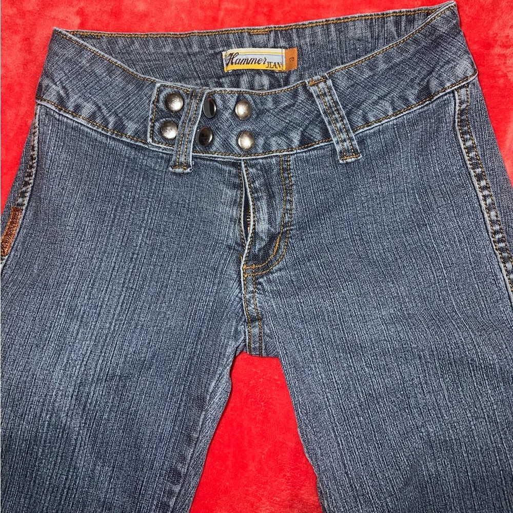 No butt pockets denim bootcut jeans